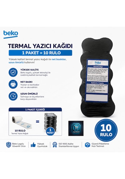 X30 Tr - 300 Tr - 220 Tr - 400 Tr Yazarkasa Termal Pos Rulosu 1 Paket - 10 Adet