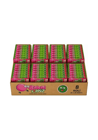 Big Babol Karpuz Aromalı Toz Dolgulu Balonlu Sakız 20 Gr X 28 Adet X 8 Adet-387