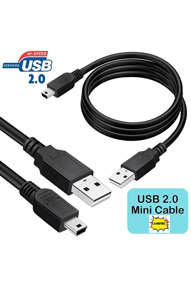 1.5 Metre Usb 2.0 Tip A Erkek 5pin Mini Usb Veri Şarj Kablosu Hdd İçin Mp3 Ps3 Kamera Gps V3 Kablosu 1,5m