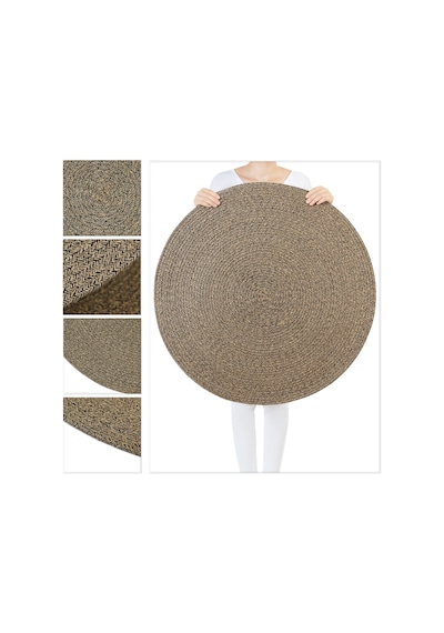 Ocean Home Textile Siyah Kırçıllı Jüt Halı Kilim 80 Cm Çap