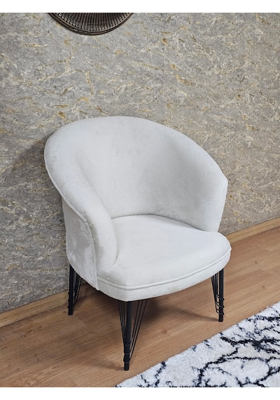 Zafir Tekli Teddy Siyah Boyalı Telli Ayak Çay Seti Koltuk Tekli Berjer , Balkon, Salon, Ofis Krem