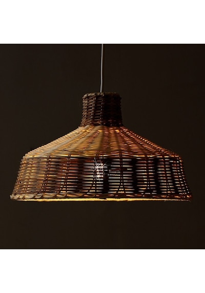 Bambu & Rattan Salon Yatak Odası, Mutfak Konik Dekoratif Sarkıt Avize, Aydınlatma 2li Set 35x35cm-9087424041810