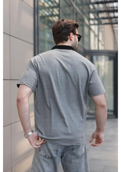 Madmext Antrasit Polo Yaka Erkek T-shirt E7147