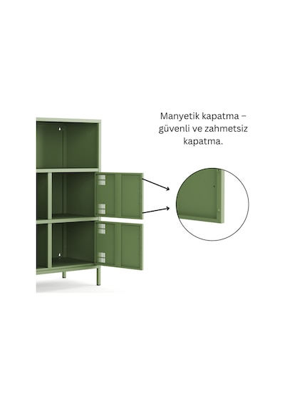 Pera Metal Çok Gözlü Dolap, 4 Kapaklı, Açık Raflı 80,50 X 40 X 109,50 Cm Ral 6011 Yeşil Pera Metal Çok Gözlü Dolap, 4 Kapaklı, Açık Raflı 80,50 X 40 X 109,50 Cm Ral 6011 Yeşil