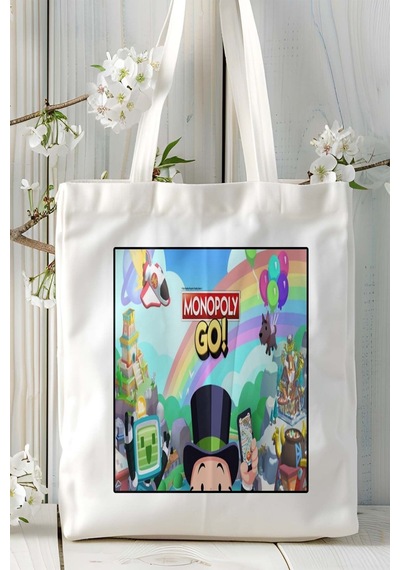 Art Hediye Monopoly Go Oyun Baskılı Omuz Çanta Kişiye Özel Model 1 Çok Renkli