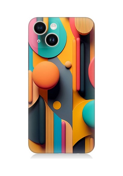 Apple Uyumlu iPhone 13 Silikon Kılıf Pastel Renkli Geometrik Desen