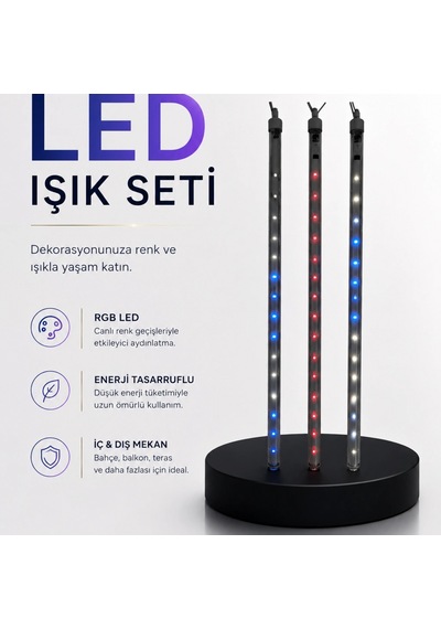 Dekoratif Ortam Aydınlatması Rgb Led 10 Lu Çubuk Seti