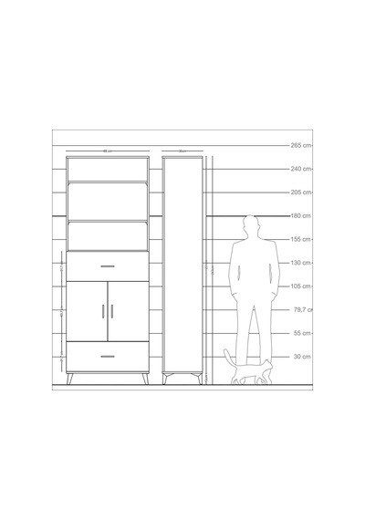 Arges Dolap 5 Raflı 2 Çekmeceli 2 Kapaklı 88x30x243 Aytaşı-ay... Aytaşı