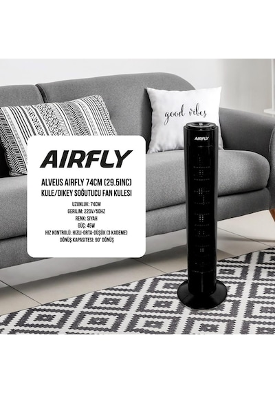 Alveus Airfly 74 Cm Kule Tipi Kumandalı Vantilatör