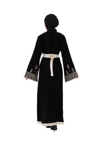 Zaytoon Filistin Nakışlı Modern Siyah Kaftan Elbise - Geleneksel Şıklık Gold