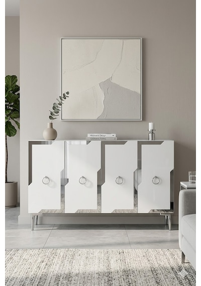 Ka1233bs Seza Konsol Ve Tv Sehpası Beyaz -silver 120cm Beyaz-silver