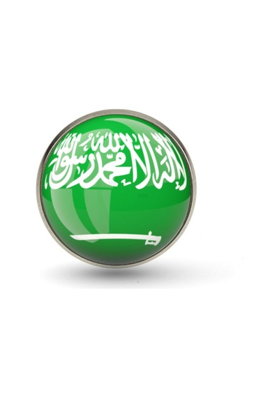 Suudi Arabistan Saudi Arabia Bayrak Rozeti - Paslanmaz Çelik Küçük Yaka Rozeti Çok Renkli