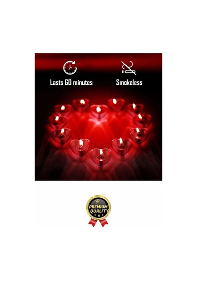 Özel Gün Sevgili Romantik 14 Şubat Dekoratif Süsleme Organizasyon Kırmızı Kalpli Tealight Mum 50adet Çok Renkli