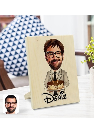 Kişiye Özel Isimli Erkek Doğum Günü Karikatürlü Dekoratif Ahşap Ç (539866401)