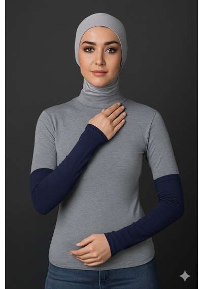 Sonbaharmoda Kadın Tesettür Likralı Esnek Düz Penye Kolluk Lacivert