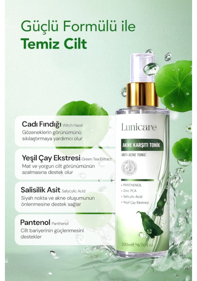 Lunicare Salisilik Asit Tonik - Gözenek Sıkılaştırıcı Ve Akne Karşıtı Siyah Nokta Temizleme 200 Ml