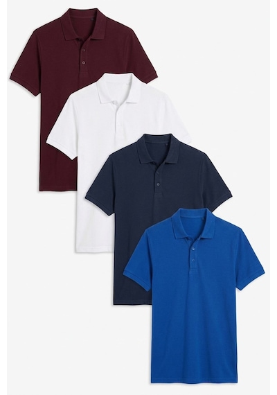 Buratti Pamuklu Regular Fit Düğmeli Polo Yaka 4'Lü Paket Erkek T Shirt 5902127S4 Beyaz-Vişne-Indigo-Saks