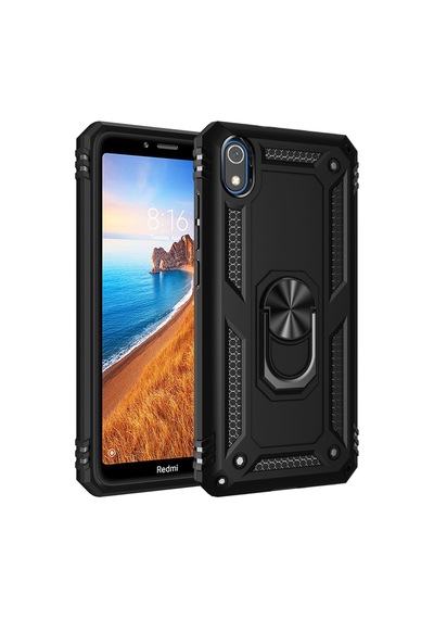 Newface - 139 - Xiaomi Redmi 7a Kılıf Sofya Yüzüklü Silikon Kapak - Csmo-tex - - Siyah