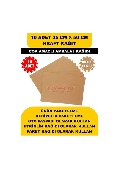 10 Adet 35cm X 50cm 100 Gr. Baskısız Kraft Kağıt, Hediye Ürün Paketleme, Oto Paspası, Çocuk Etkinlikleri
