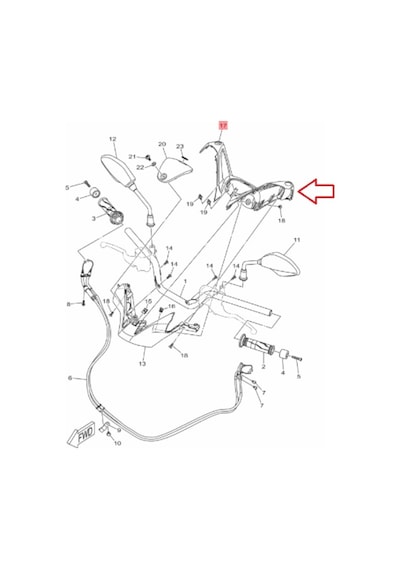 Yamaha Xmax 125 Or.  Gidon Üst Kapak B74-F6213-00