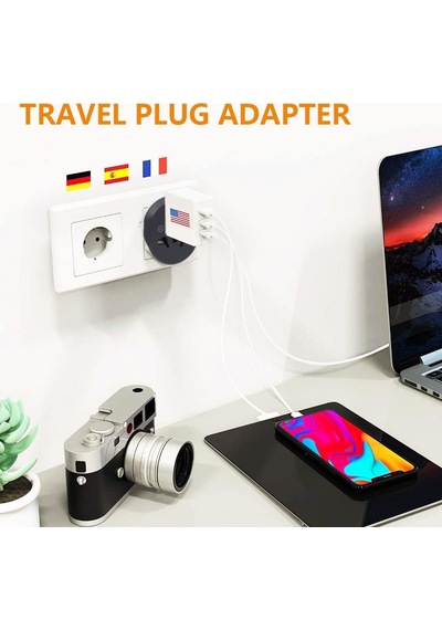 Lexroo 2 Adet Üniversal Seyahat Fişi Adaptörü, Alman Adaptör