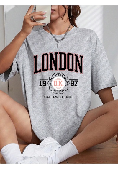 Noıssey Urban Pop Graphic Kadın Tişört Koleksiyonukod 5149 Gri