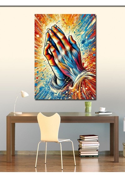 Kanvas Tablo Dua Eden Eller Renkli Çizim 50cmx70cm