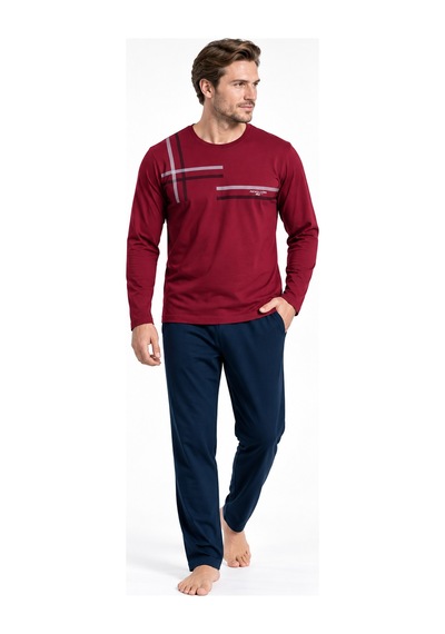Pierre Cardin Erkek Uzun Kollu Bisiklet Yaka Pijama - 2xl / Kırmızı