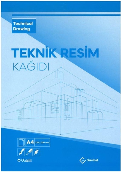 A4 Teknik Resim Defteri Dik 40 Yaprak Gürmat Antetli A-4 Teknik R