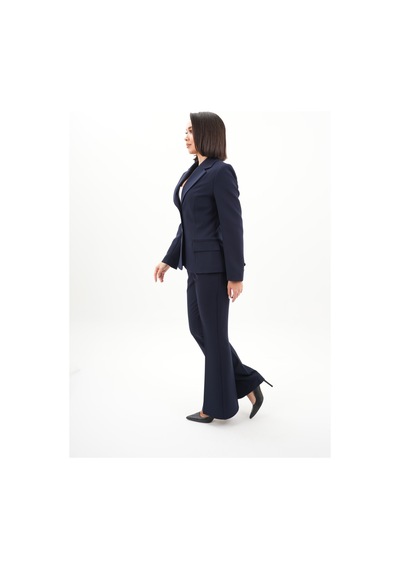 Velnara Moda Lacivert Modern Klasik Kadın Takım Elbise - Düğme Detaylı Ceket & İspanyol Paça Pantolon Lacivert - 942450642 Lacivert