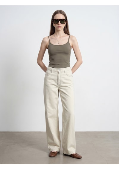 Dilvin 72323 Lyocell Karışımlı Wide Leg Jean-taş