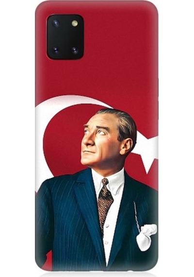 Samsung Galaxy Note 10 Lite Uyumlu Mustafa Kemal Atatürk Ve Bayrak Desenli Silikon Kılıf