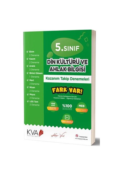 5. Sınıf Din Kültürü Ve Ahlak Bilgisi Kazanım Takip Denemeleri- KVA Yayınları
