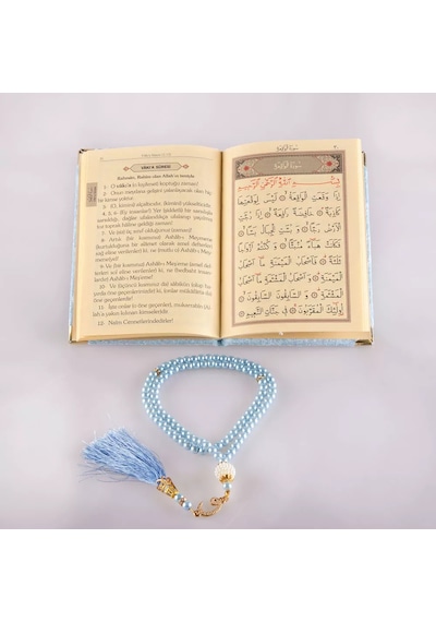 Şantuk Çantalı Tesbih + Yasin Hediye Seti Çanta Boy, Elifvav, Raşel, Bebe Mavi