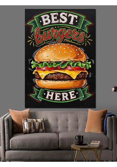 Ahşap Tablo En İyi Burger Reklamı