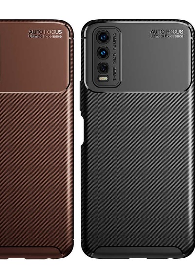 Vivo Y11S Kılıf Zore Negro Karbon Tasarım Silikon Kılıf