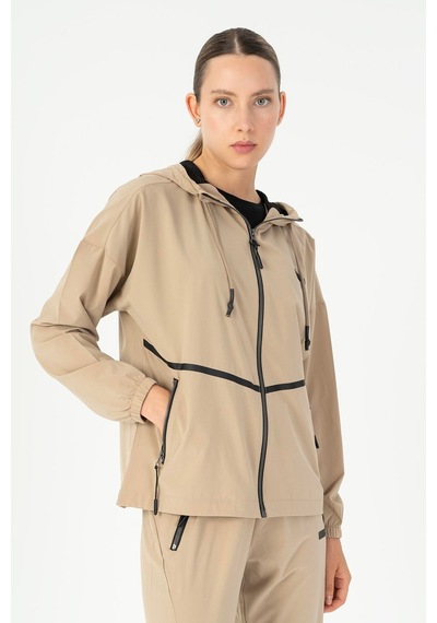Maraton Comfort Kadın Kapüşonlu Açık Vizon Tracktop Vizon