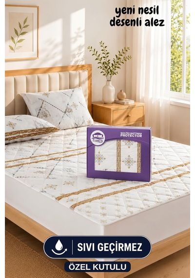 Veluna Desenli Sıvı Geçirmez Kapitone Fitted Alez Ve Yastık Kılıfı Seti Özel Kutulu Gönderim 100 X 200 Çok Renkli