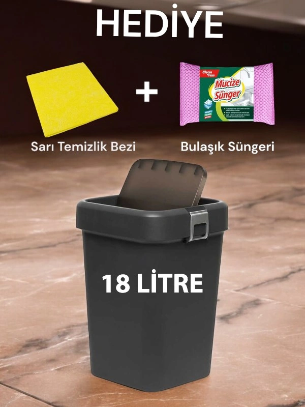 Technow Motek Cob-411s 18 Litre Çöp Kutusu Kovası + Temizlik Seti Antasit