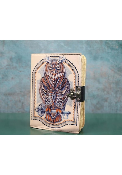Baykuşlu Deri Defter Çok Renkli