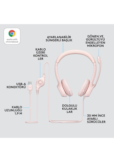 Logitech H390 USB Gürültü Önleyici Mikrofonlu Kulak Üstü Kulaklık