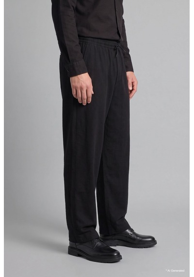 Defacto Relaxed Fit Rahat Kalıp Normal Bel Boru Paça Pantolon H1048ax26wnbk81 Siyah-bk81