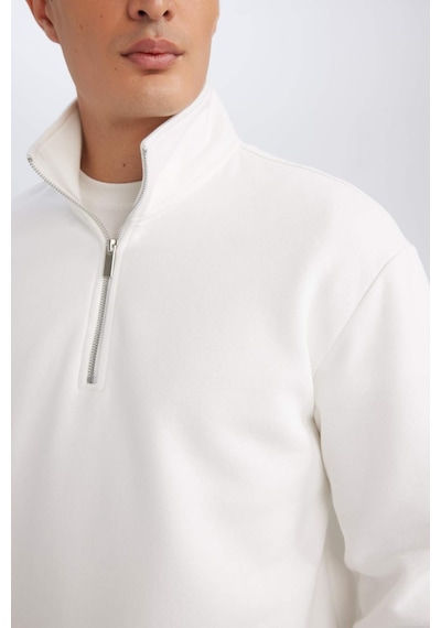 DeFacto 3 İplik Pamuklu Şardonlu İçi Polarlı Comfort Regular Fit Rahat Kalıp Dik Yaka Fermuarlı Kalın Sweatshirt D9067AXNSWT32 DeFacto 3 İplik Pamuklu Şardonlu İçi Polarlı Comfort Regular Fit Rahat Kalıp Dik Yaka Fermuarlı Kalın Sweatshirt D9067AXNSWT32