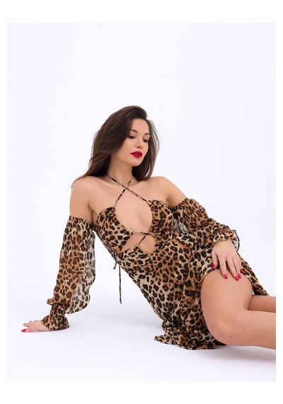 Fashion Cocktail Viral Göğüs Bağlamalı Yan Yırtmaçlı Pencereli Şifon Uzun Davet Kokteyl Maxi Dar Kalıp Elbise Leopar Fashion Cocktail Viral Göğüs Bağlamalı Yan Yırtmaçlı Pencereli Şifon Uzun Davet Kokteyl Maxi Dar Kalıp Elbise Leopar