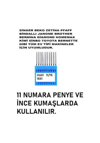 Swart Singer Zetina Uyumlu Dikiş Makine Iğnesi 11-12-14-16-18 Numara -50 Adet Iğne 5 Paket Genel