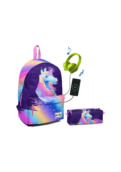 Coral High Renkli Unicorn Okul ve Günlük Çanta Seti
