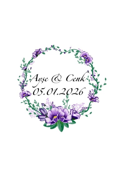 Yuvarlak Kenarlı Dikey Dikdörtgen Mühür Kına Nişan Düğün 3x3 Cm Özel Etiket / 50 Adet Sticker Beyaz
