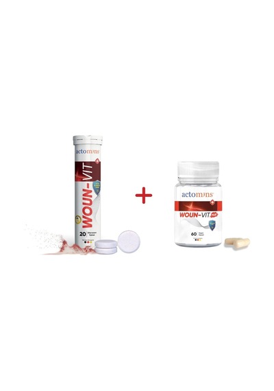 Actomins Woun-vit 20 Efervesan Tablet + Woun-vit Plus 60 Vegan Kapsül
