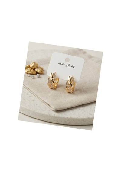 Gold Renk Zirkon Taşlı Sarmal Zincir Model Pirinç Halka Kadın Küpe Tj-bkp12148 Evimdeyokyok