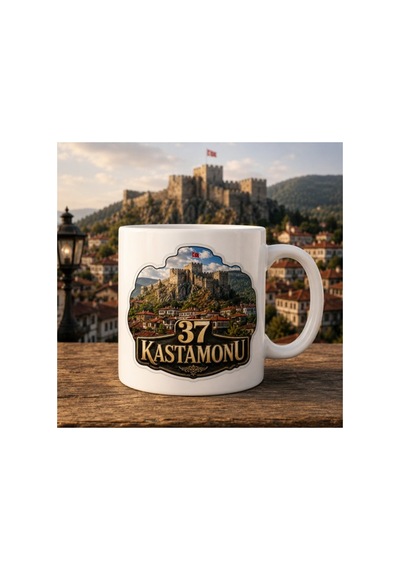 Kastamonu Temalı Kupa Bardak Kültürel Motifler Desen 8 Beyaz Beyaz